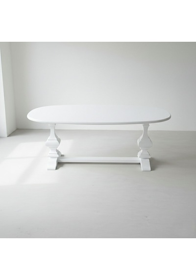 Orleans Fransız Still Oval Ahşap Yemek Masası 90x180 Beyaz