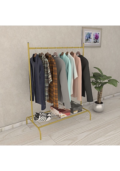 Metallica Concept Dikdörtgen Gold Konfeksiyon Elbise Askılığı Butik Elbise Askısı Altın