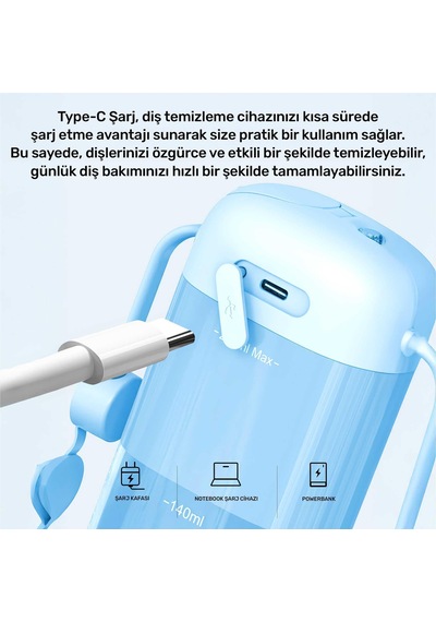 Npo Nicefeel Fc5170 Mini Taşınabilir,şarjlı, Diş Teli/protez Bakım Ve Profesyonel Ağız Duşu-mavi