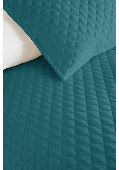 Turkuaz Modern Genç Odası Tek Kişilik Pike Takımı-kapitone Geometrik Petrol 160x220 Cm Yatak Örtüsü Sabahçı Anı Yankısı