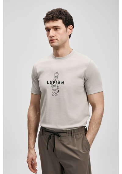 Lufian Sımbad Modern Grafik T- Shirt Taş Taş 111020307100190 Taş