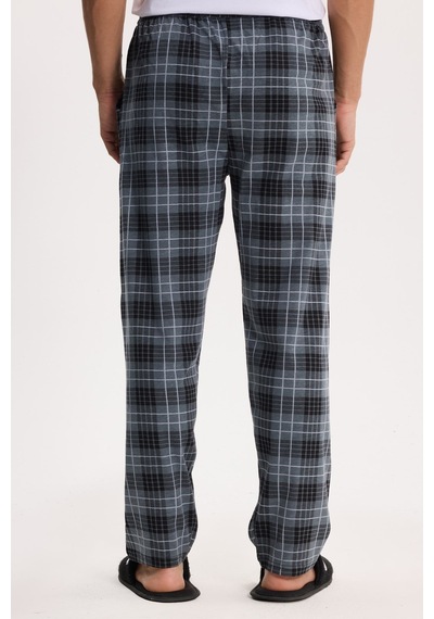 Tudors Erkek Standart Fit Normal Kesim Pamuklu Kareli Beli Bağcıklı Cepli Gri Pijama Altı-51260