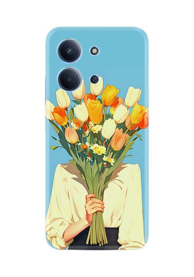 Xiaomi Redmi 15c Kılıf Limited Resimli Lale Buketiyle Kapatan Kadın 225