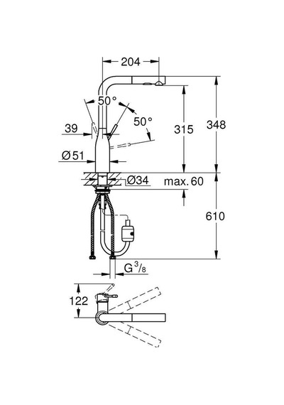 Grohe Essence Tek Kumandalı Spiralli Eviye Bataryası 30270000