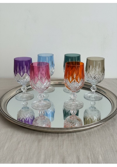 Bohemia Kristal Kahve Yanı Su Bardağı Lüsterli Dekorlu 130 Cc 6 Adet Çok Renkli