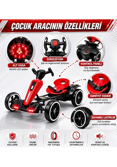 Go-kard Uzaktan Kumandalı 12 Volt Akülü Araba Kırmızı