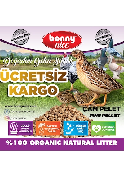 Bonny Nice Organik Kümes Hayvanları Kafes Altlığı 5KG 9 L