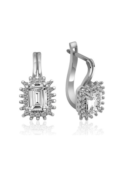 Gümüş Mengeçli Zümrüt Kesim Küpe 14 MM-Gümüş