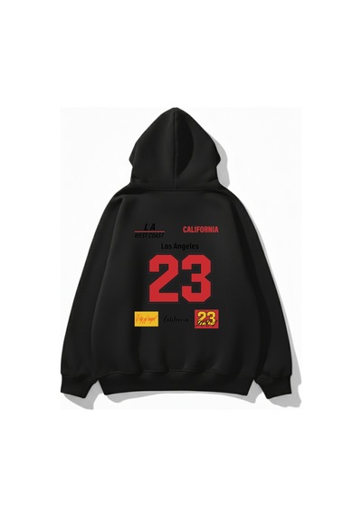 Uyguntarz Unisex Yumuşak Dokulu Kalbin İzi Baskılı Tasarım Oversize 3 İplik Hoodie Sweatshirt siyah
