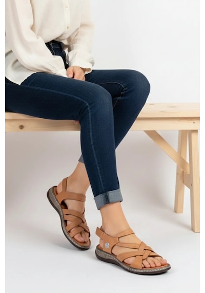 Mammamia D26ys-2415 Kadın Hakiki Deri Günlük Comfort Sandalet Taba