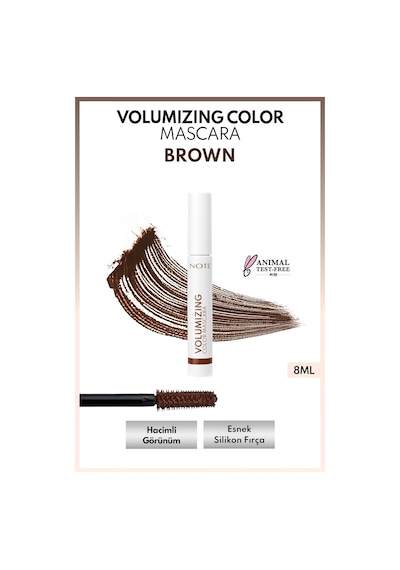 Note Cosmetics Volumizing Color Hacim ve Uzatma Etkili Renkli Tubing Maskara - Kahverengi