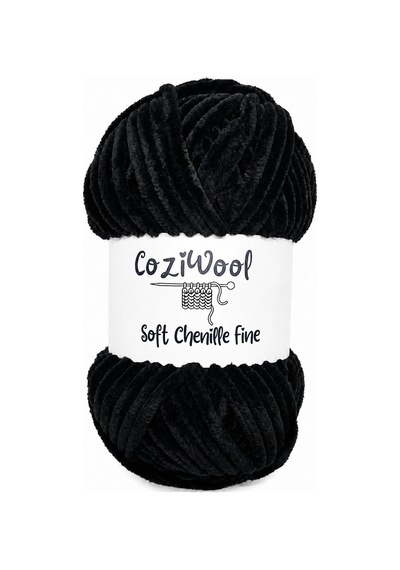 Kadife İp Soft Chenille Fine 5'li Paket 5x100 Gr 160 Mt El Örgü İpi Siyah - 925144855