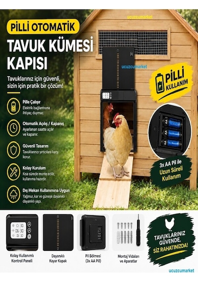 Kümes Kapısı Otomatık Digital Ekran Pilli