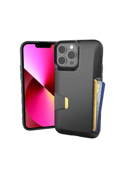 İphone 13 Pro Max Cüzdan Kılıf - Cüzdan Avcısı Cilt 1 İnce + Koruyucu Apple İphone 13 Pro Max İçin Kredi Kartı Tutacağı - Siyah Kravat İlişkisi