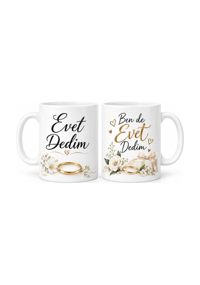 Bezos Evet Dedim / Ben De Evet Dedim 2'li Porselen Kupa Seti - Model 445 Ob