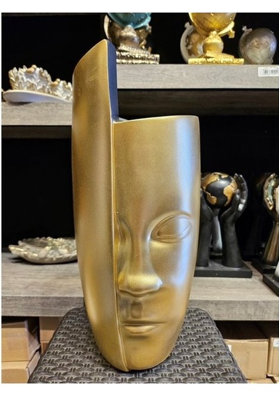 Soyut Yüz Gold Vazo