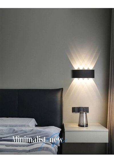 12 Watt Gün Işığı Dekoratif Işık Süzmeli Led Aplik, Modern Led Armatür, İç Ve Dış Mekan Modern Aplik Siyah
