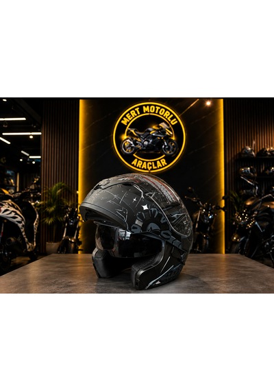 Jk 902 H2 Grey Çene Açılır Motosiklet Kaskı Açık Gri