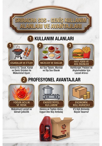 Sriracha Sos 2400 G X 6 Adet - 1 Koli Koli Bazlı Avantaj Paketi Profesyonel Lezzet Acı Sos