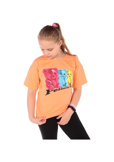 Toontoy Kids Toontoy Kız Çocuk Penucid Bear Baskılı Tişört Oranj