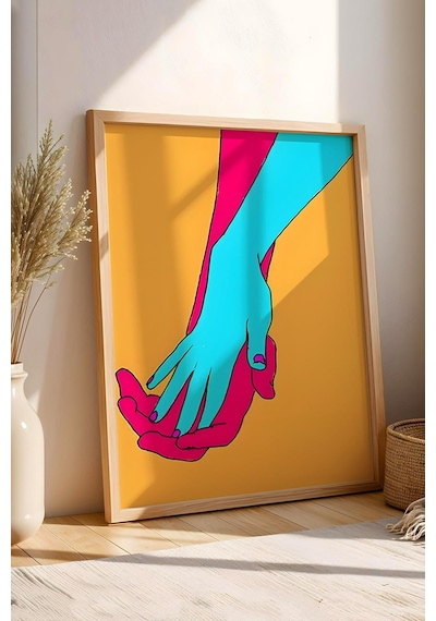 El Ele Tutuşan Eller Çerçeveli Tablo - Pop Art Poster Tablo