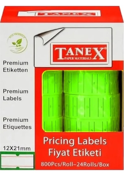 Tanex 12x21 6 Lı Motex Flo Yeşil Çizgili Etiket