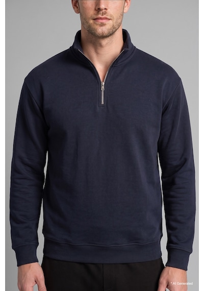 Defacto Regular Fit Dik Yaka Yarım Fermuarlı Basic Sweatshirt X7405az26aunv146 Lacivert-nv146