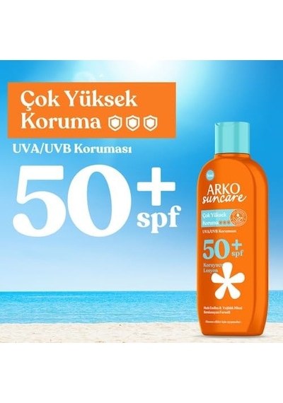 Arko Suncare Güneş Bakım Sütü, Spf50+, 200 Mililitre Sku: Smg8690010463760 Açık Bej