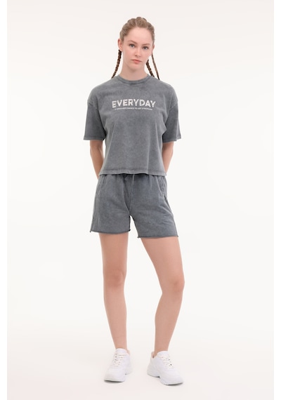 Lumberjack Wl Freya 11sy790 5fx Antrasit Kadın Kısa Kol T-shirt 000000000102006716 Gri