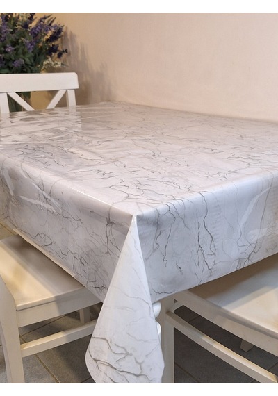 Şeffaf 0.018 Mm Pvc Muşamba - Desenli Silinebilir Şeffaf Masa Örtüsü Ns27 Beyaz Gri