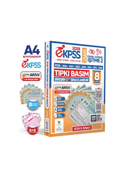 2028 EKPSS Lisans Genel Görme İşitme-2 ÖSYM Çıkmış Soru Tıpkı Basım 8li Kitapçık TG Deneme Paketi