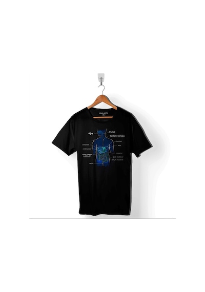 Organlarımız Ağız Yutak Mide Akciğer Ders Ödev Baskılı Tişört Unisex T-shirt 001