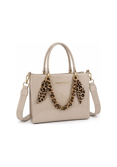 Just Polo Orijinal Kadın Omuz Ve Çapraz Askılı Zincir Detaylı Günlük Veya Özel Kullanıma Uygun Lüks Kol Çantası Shopper 25x20x9 Cm Vizon