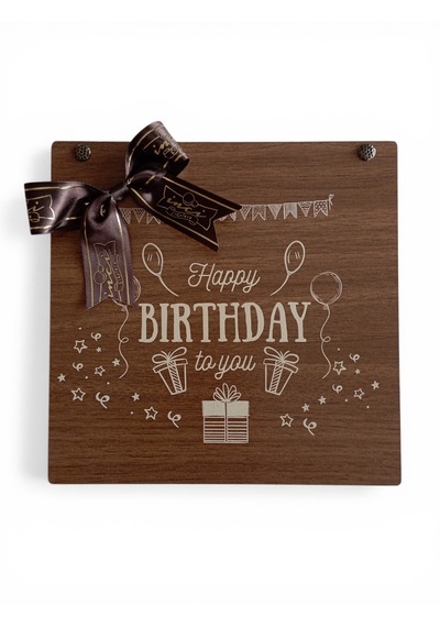Happy Birthday Tasarımlı Ahşap Kutulu Hediyelik Çikolata