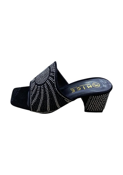 Miçe Shoes Kadın Kalın Topuklu Taşlı Terlik Siyah Taşlı - 873533717 Siyah Taşlı