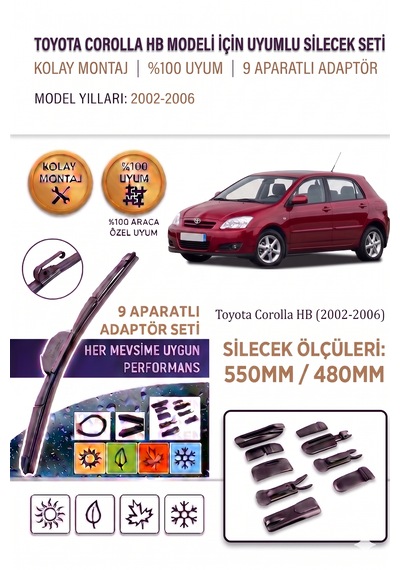 Toyota Corolla Hb Ön Cam Silecek Takımı 2002-2006