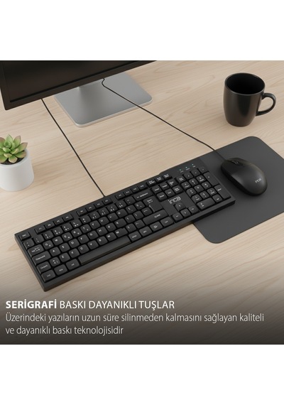 Imk-376t Kablolu Türkçe Q Klavye Mouse Seti 105 Tuş Ergonomik Tasarım Usb 2.0 10 Milyon Tuş Ömrü