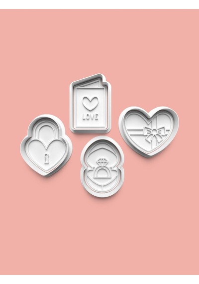 Love Kurabiye Kalıbı Ve Şeker Hamuru Kalıbı 4'lü Set 0779-set