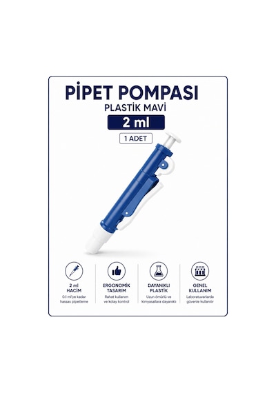 Pipet Pompası Plastik Mavi 2 ML 1 Adet