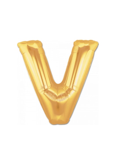 V - 160 - Harf Folyo Balon Altın Renk - Glblseme - 40 İnç