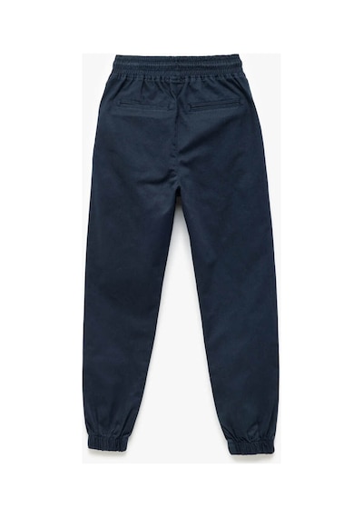 Koton Erkek Çocuk Beli Bağcıklı Cep Detaylı Pamuklu Gabardin Jogger Pantolon Lacivert