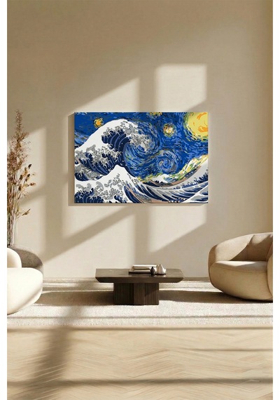 Sayılarla Boyama Seti 40 X 50 Cm Tuval Şasesine Gerili Geceler Dalga