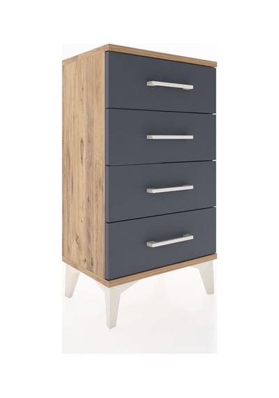 Arges Komodin 4 Çekmeceli 44x30x80 Çam-antrasit Atlas Çam