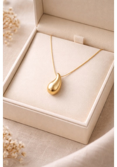 Damla Form Gold Renk Minimal Kolye Şık Ve Modern Tasarım Diğer