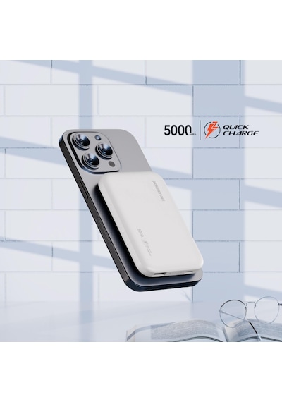 Polosmart Psm129 5000 Mah Kablosuz Powerbank 20w Pd Hızlı Şarj Type-c Çıkışlı Magsafe Beyaz Beyaz