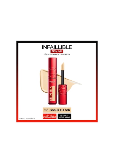 L'Oréal Paris Skin Ink Gün Boyu Kapatıcı Fondöten 130 Soğuk Alt Ton