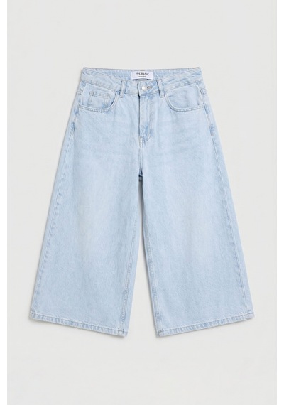 it's basic Kadın Ice 4s6-3 Süper Baggy Fit Maxi Boy Bermuda Denim Şort Ice Rengi
