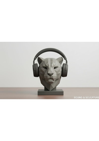 Happy3dworld Kaplan Figürlü Kulaklık Standı, 3d Baskı Low Poly Masaüstü Dekor