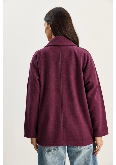 Shade Kadın Kruvaze Yaka Cep Detaylı Kaşe Blazer Ceket 60283757 - Mor