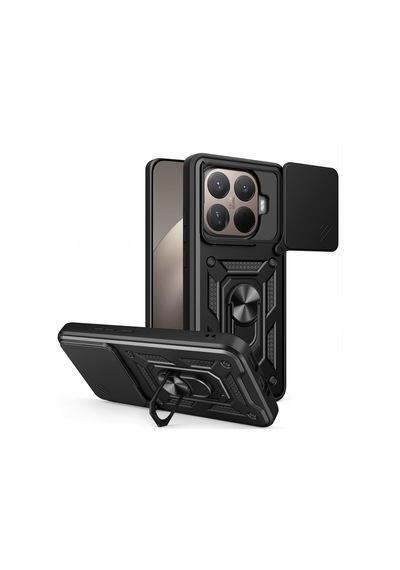 Microcase Xiaomi 17t Pro İle Uyumlu Qubec Serisi Kamera Kapaklı Yüzük Standlı Kılıf-al5117
